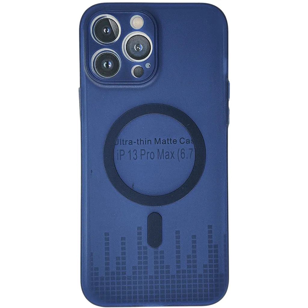 [PO4BIP13PMAX-5-17] iPhone 13 Pro Max Magnetic Wireless Charging Matte Featuring a Slim Paper Design Back Case (Navy Blue)