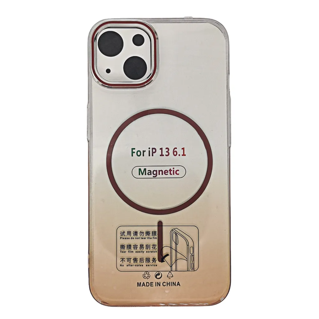 [PO19BIP13-7-13] iPhone 14|iPhone 13 PC Acrylic Colour Tpu|Transparent MagSafe Charging Compatible Back Case (Brown)