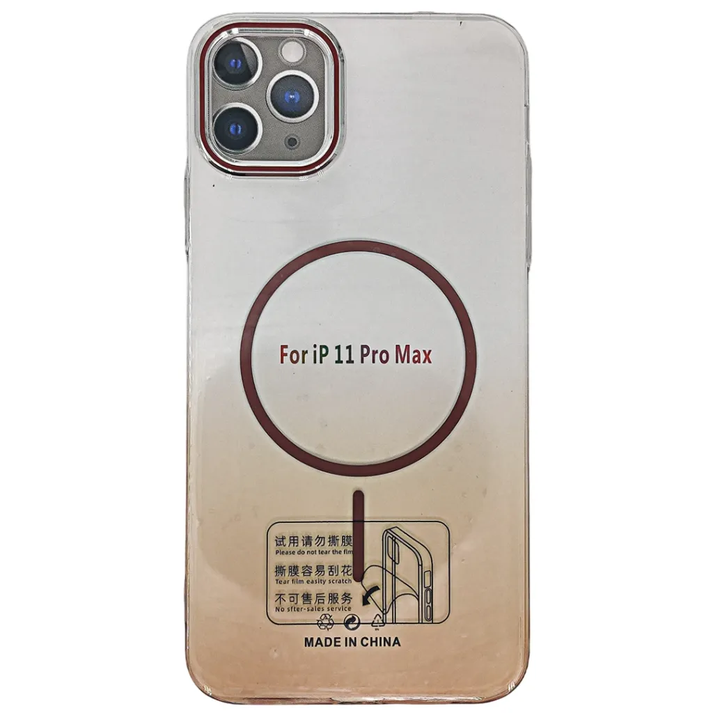 iPhone 11 Pro Max PC Acrylic Colour Tpu|Transparent MagSafe Charging Compatible Back Case (Brown)