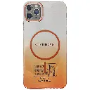 iPhone 11 Pro Max PC Acrylic Colour Tpu|Transparent MagSafe Charging Compatible Back Case (Orange)
