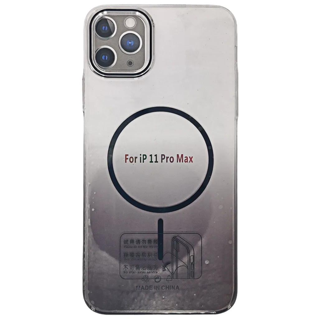 iPhone 11 Pro Max PC Acrylic Colour Tpu|Transparent MagSafe Charging Compatible Back Case (Black)