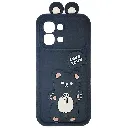 Infinix Note 60 Edge 5G 3D Ladies Cute Features Cartoon Bear Character and Camera Protection the design include a small speech bubble text to the character Shockproof and Soft Silicone Back Case (Black)