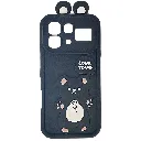 Infinix Note 60|Note 60 Pro 3D Ladies Cute Features Cartoon Bear Character and Camera Protection the design include a small speech bubble text to the character Shockproof and Soft Silicone Back Case (Black)