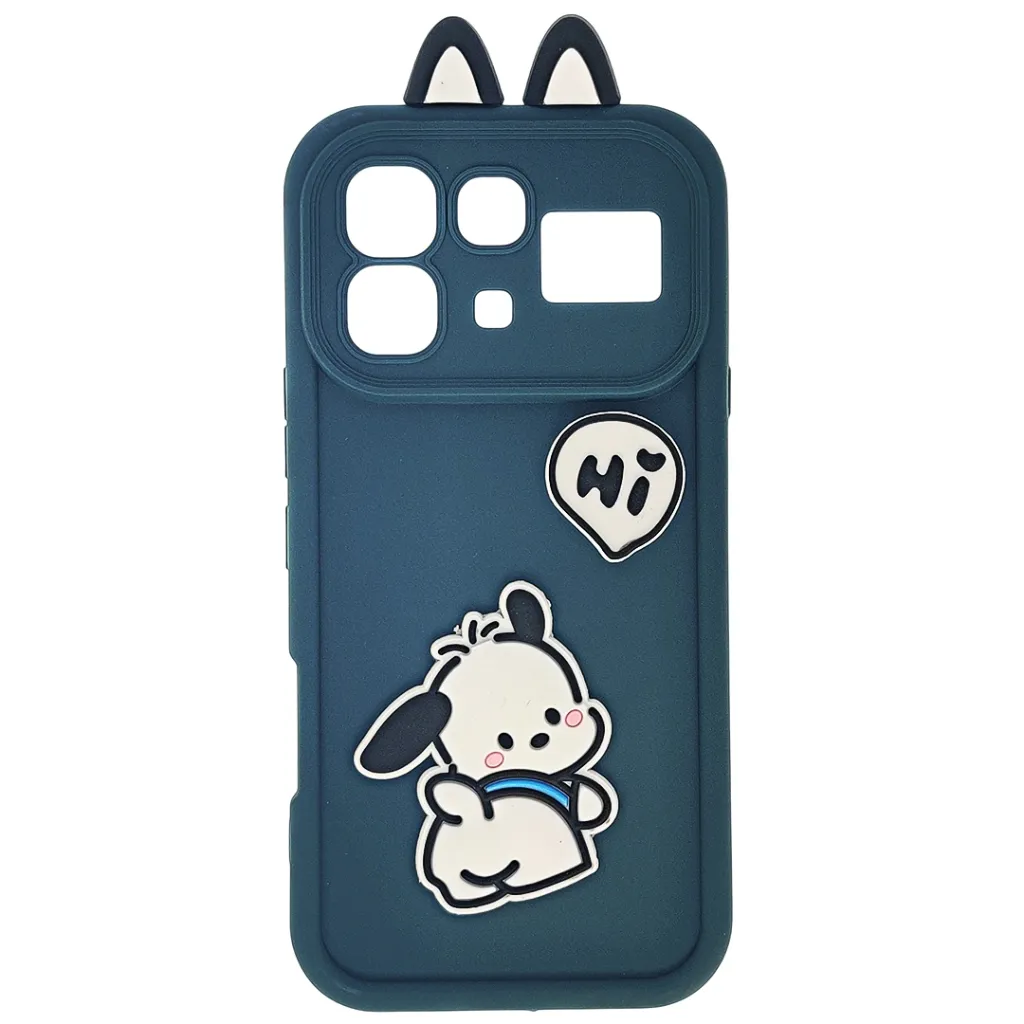 [PO51BINOT60PR-25-11] Infinix Note 60|Note 60 Pro 3D Ladies Cute Features Cartoon Bear Character and Camera Protection the design include a small speech bubble text to the character Shockproof and Soft Silicone Back Case (Green)