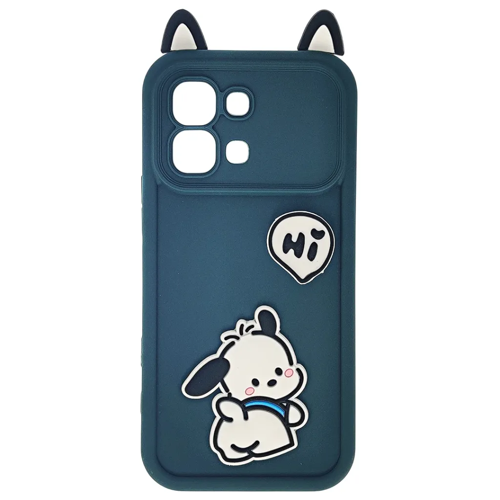 [PO51BINOT60EDG-25-11] Infinix Note 60 Edge 5G 3D Ladies Cute Features Cartoon Bear Character and Camera Protection the design include a small speech bubble text to the character Shockproof and Soft Silicone Back Case (Green)