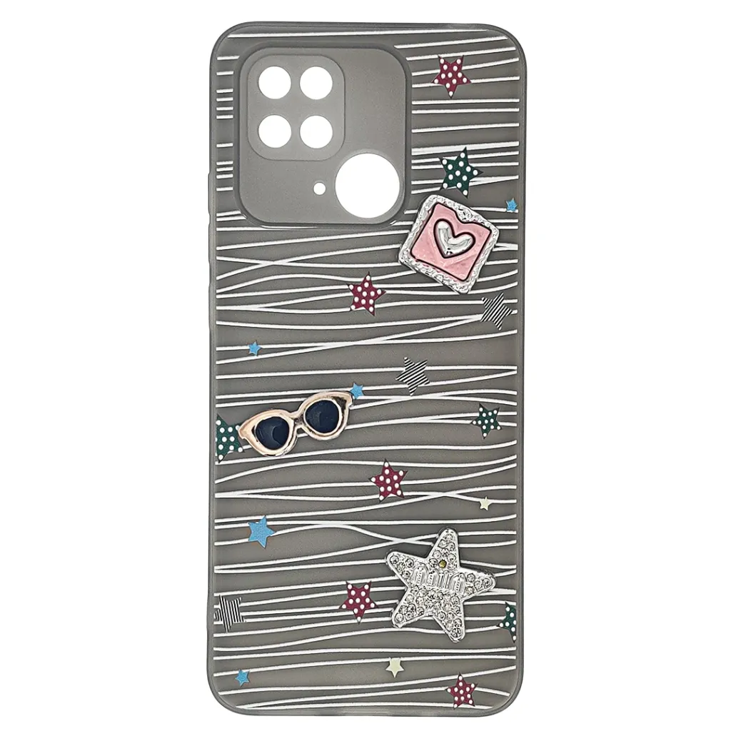 Xiaomi Redmi 10C|Poco C40 Soft Silicone 3D Charm & Thin Mobile Back Case (Gray)