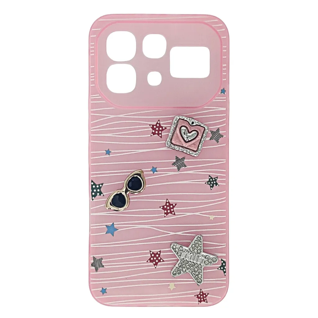 Infinix Note 60 Pro|Note 60 Soft Silicone 3D Charm & Thin Mobile Back Case (Baby Pink)