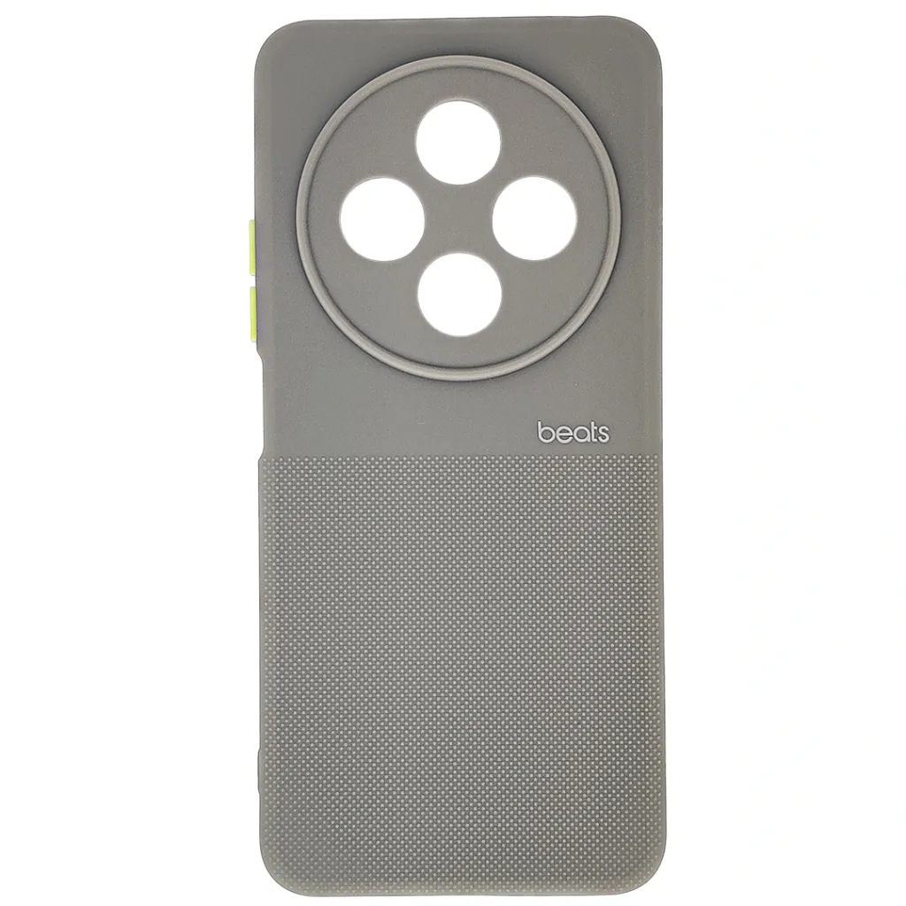 Xiaomi Redmi 14C|Poco C75 Premium Colour Button Silicone Beats Logo Textured With Camera Protection & Inner Microfiber Back Case (Titanium)