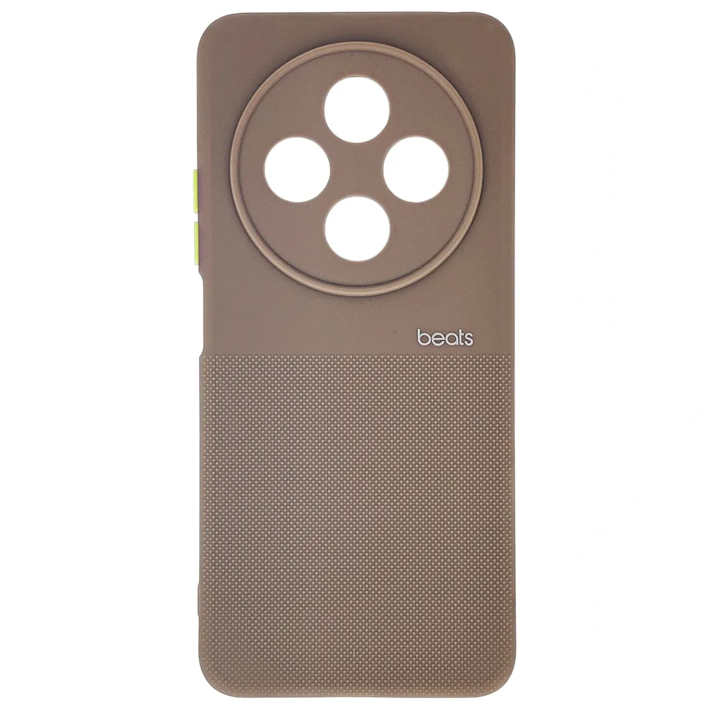 Xiaomi Redmi 14C|Poco C75 Premium Colour Button Silicone Beats Logo Textured With Camera Protection & Inner Microfiber Back Case (Brown)