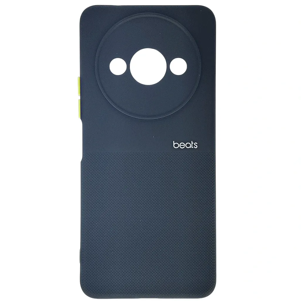 [PO14BMIA3-87-2] Xiaomi Redmi A3x|Redmi A3|Poco C61 4G Premium Colour Button Silicone Beats Logo Textured With Camera Protection & Inner Microfiber Back Case (Black)