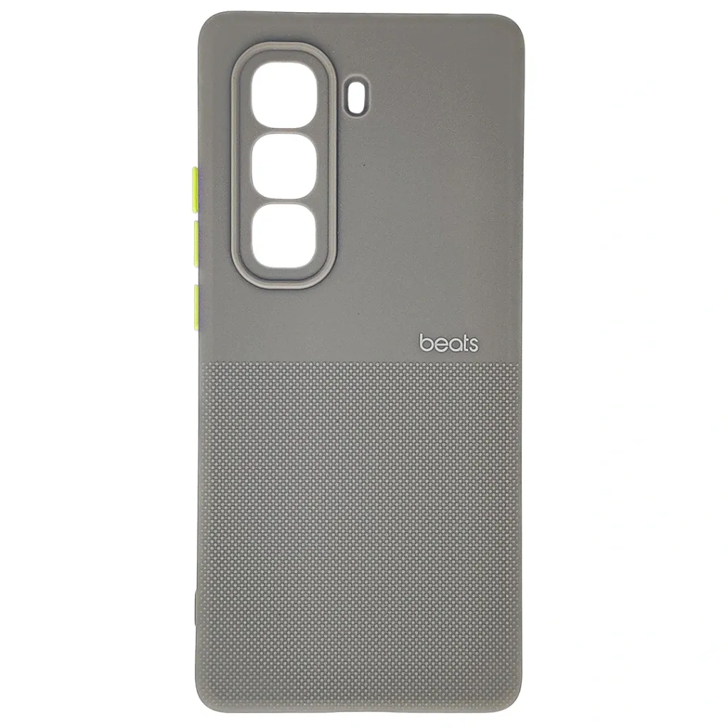 Infinix Hot 50 Pro Plus 4G Premium Colour Button Silicone Beats Logo Textured With Camera Protection & Inner Microfiber Back Case (Titanium)