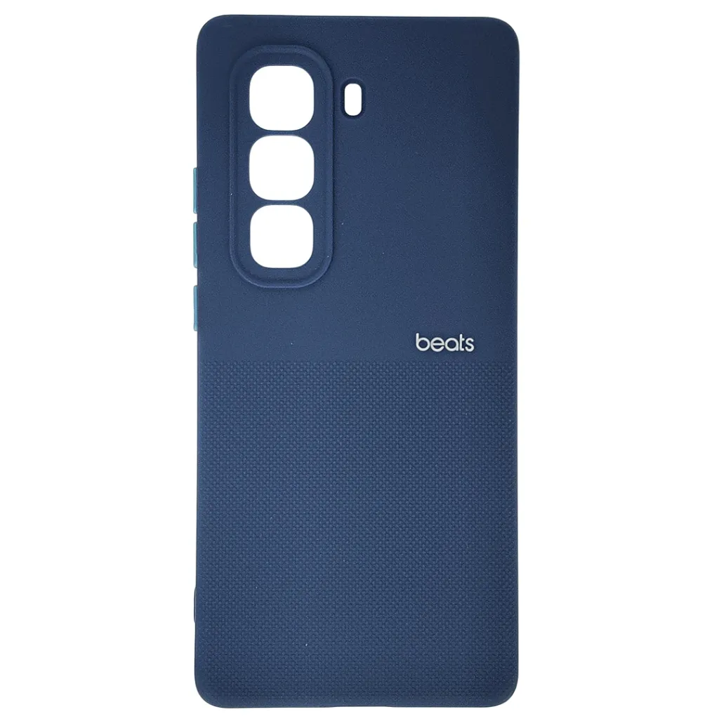 [PO14BIHOT50PRPL-87-17] Infinix Hot 50 Pro Plus 4G Premium Colour Button Silicone Beats Logo Textured With Camera Protection & Inner Microfiber Back Case (Navy Blue)