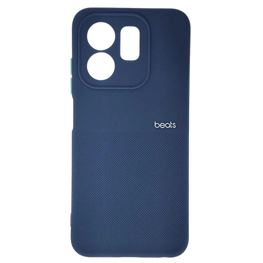 Infinix Hot 50i|Smart 9 HD|Smart 9 Premium Colour Button Silicone Beats Logo Textured With Camera Protection & Inner Microfiber Back Case (Navy Blue)