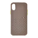 iPhone XS|iPhone X Premium Colour Button Silicone Beats Logo Textured With Camera Protection & Inner Microfiber Back Case (Brown)
