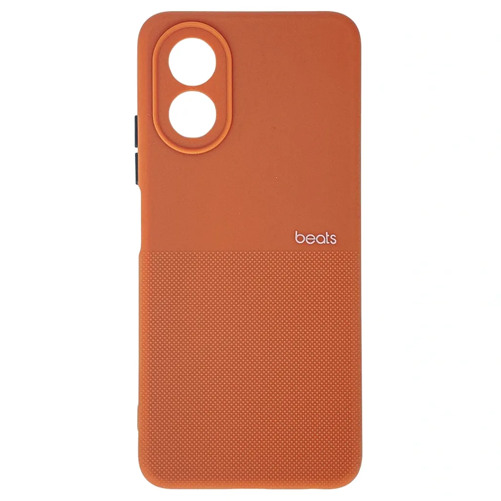 Oppo A18 4G|A38 4G Premium Colour Button Silicone Beats Logo Textured With Camera Protection & Inner Microfiber Back Case (Orange)