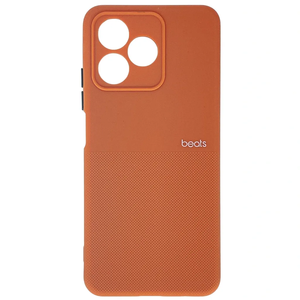 Oppo Realme C51|C53|Note 50|Sparx Neo 8 Pro|Narzo N53 Premium Colour Button Silicone Beats Logo Textured With Camera Protection & Inner Microfiber Back Case (Orange)