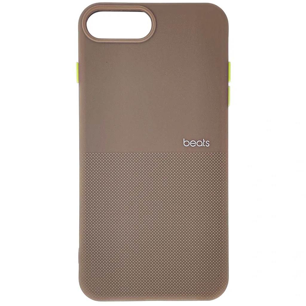 iPhone 7G Plus|8G Plus Premium Colour Button Silicone Beats Logo Textured With Camera Protection & Inner Microfiber Back Case (Brown)