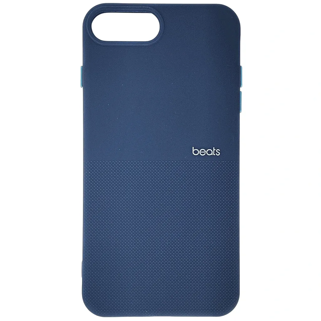 iPhone 7G Plus|8G Plus Premium Colour Button Silicone Beats Logo Textured With Camera Protection & Inner Microfiber Back Case (Navy Blue)