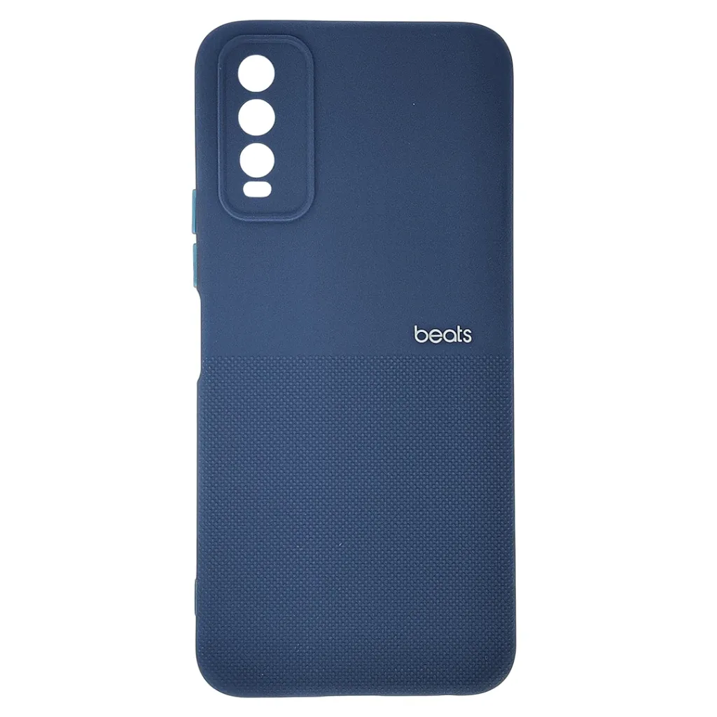 Vivo Y20|Y20i|Y20S|Y12S|Y12A Premium Colour Button Silicone Beats Logo Textured With Camera Protection & Inner Microfiber Back Case (Navy Blue)