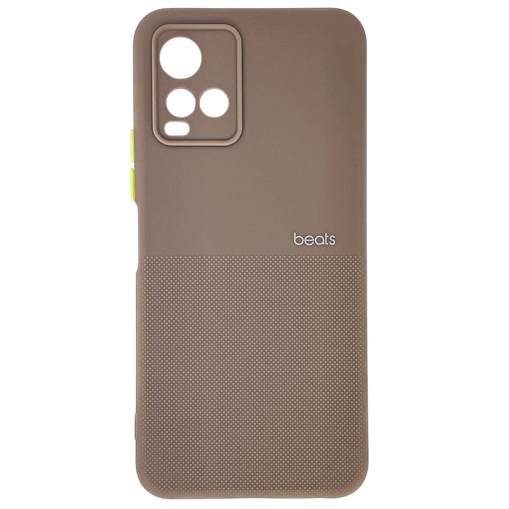 Vivo Y21s|Y21T|Y21|Y33s|Y33T Premium Colour Button Silicone Beats Logo Textured With Camera Protection & Inner Microfiber Back Case (Brown)