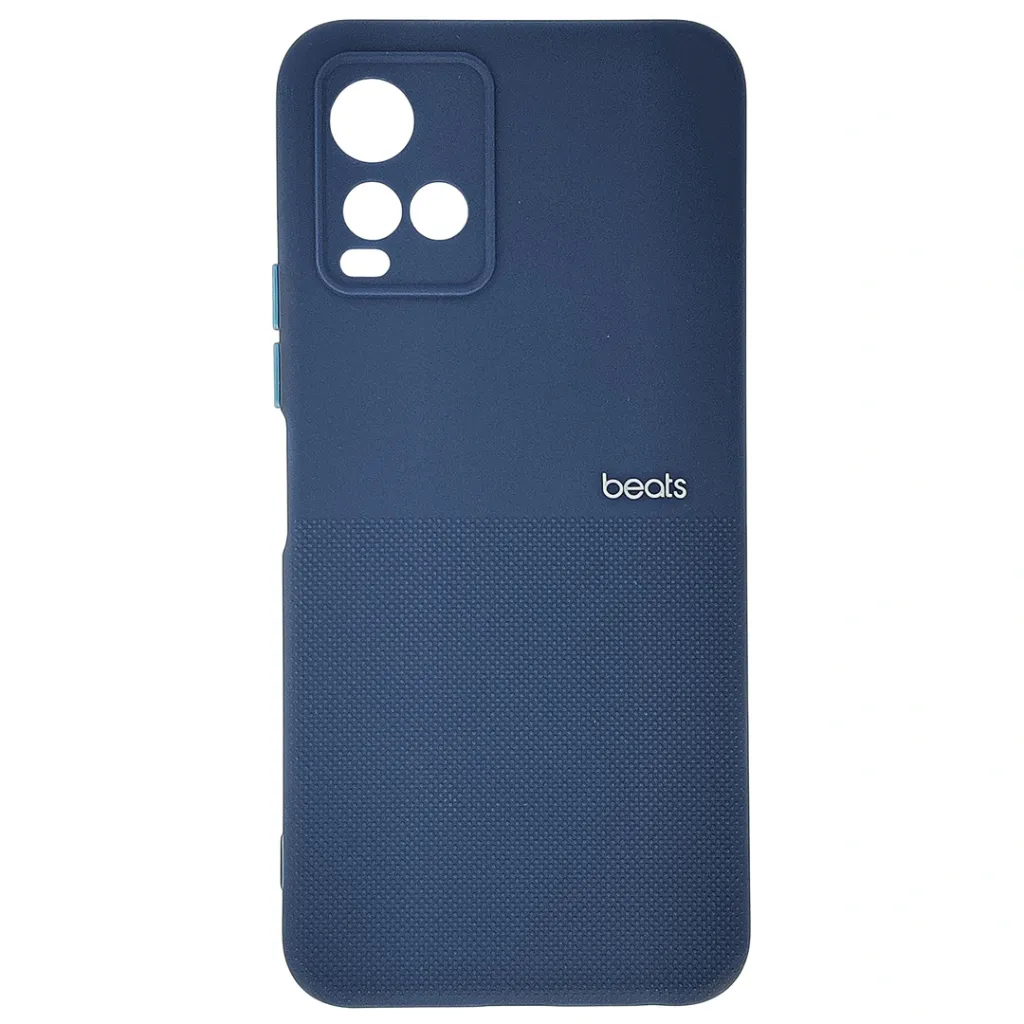 Vivo Y21s|Y21T|Y21|Y33s|Y33T Premium Colour Button Silicone Beats Logo Textured With Camera Protection & Inner Microfiber Back Case (Navy Blue)