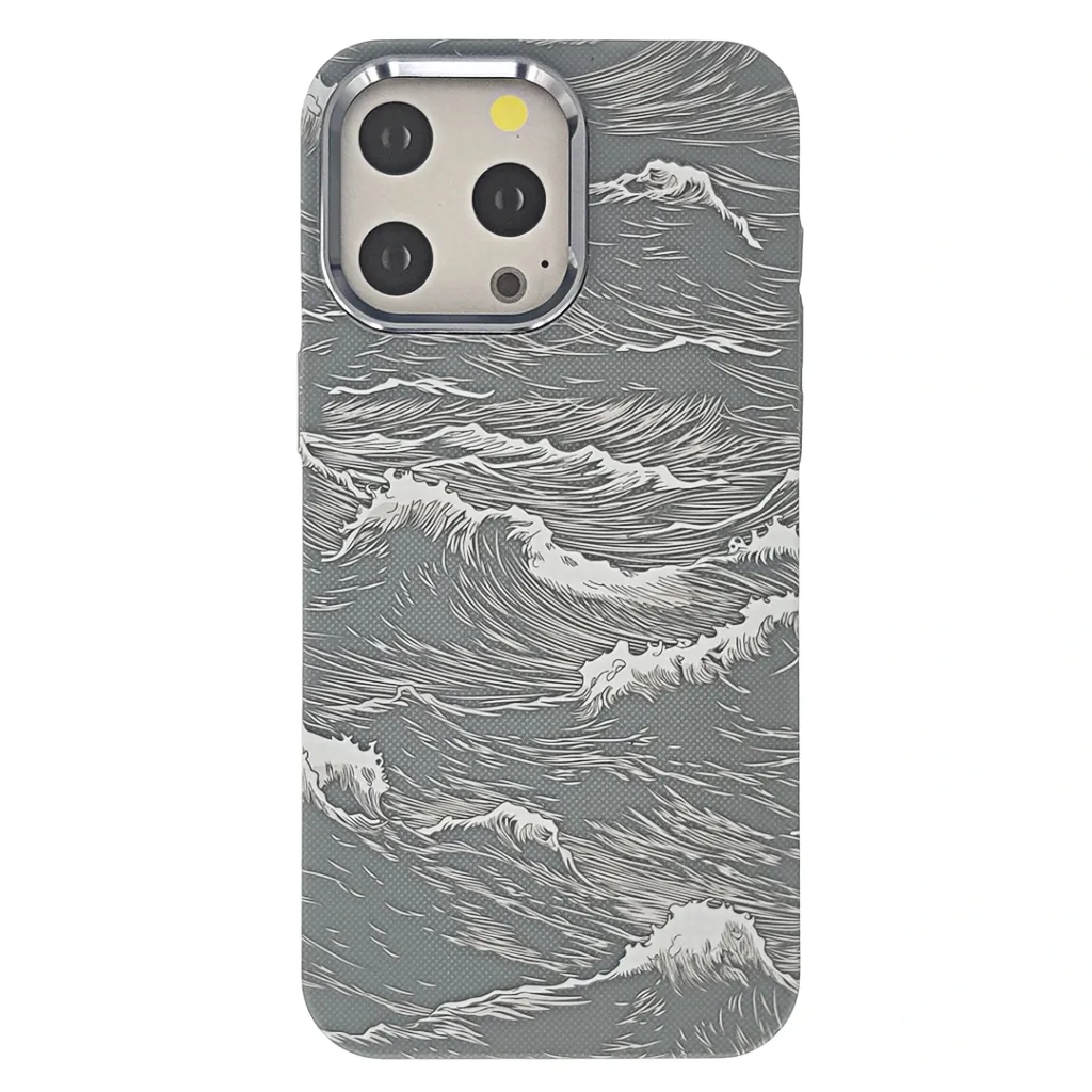 [PO58BIP15PMAX-10-7] Iphone 15 Pro Max The Ocean Wave MagSafe Carbon Case (Silver)