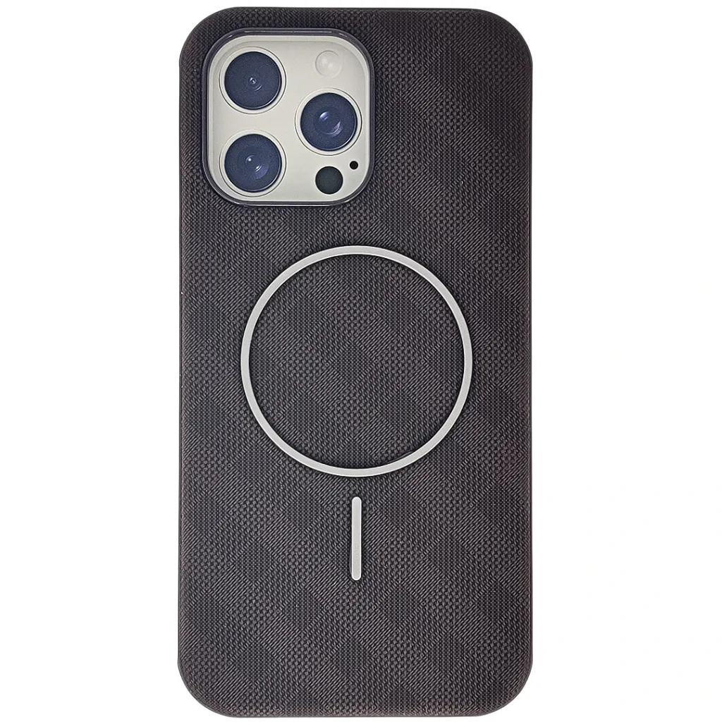 [PO33BIP14PMAX-8-34] Iphone 14 Pro Max Woven textured & Magsafe compatible Case (Dark Brown)