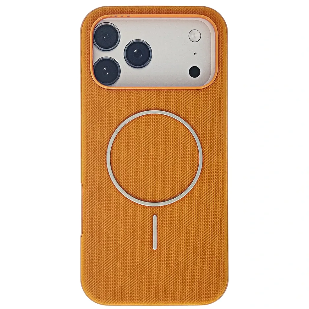 [PO33BIP17PMAX-8-45] Iphone 17 Pro Max Woven textured & Magsafe compatible Case (Cosmic Orange)