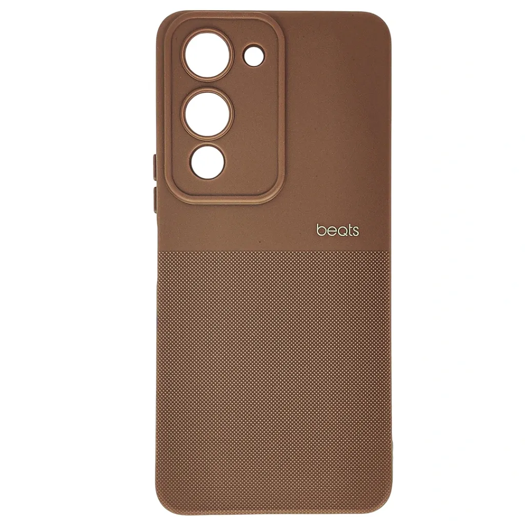 [PO14BVIY04-87-13] Vivo Y04 4G|Y19e 4G Premium Colour Button Silicone Beats Logo Textured With Camera Protection & Inner Microfiber Back Case (Brown)