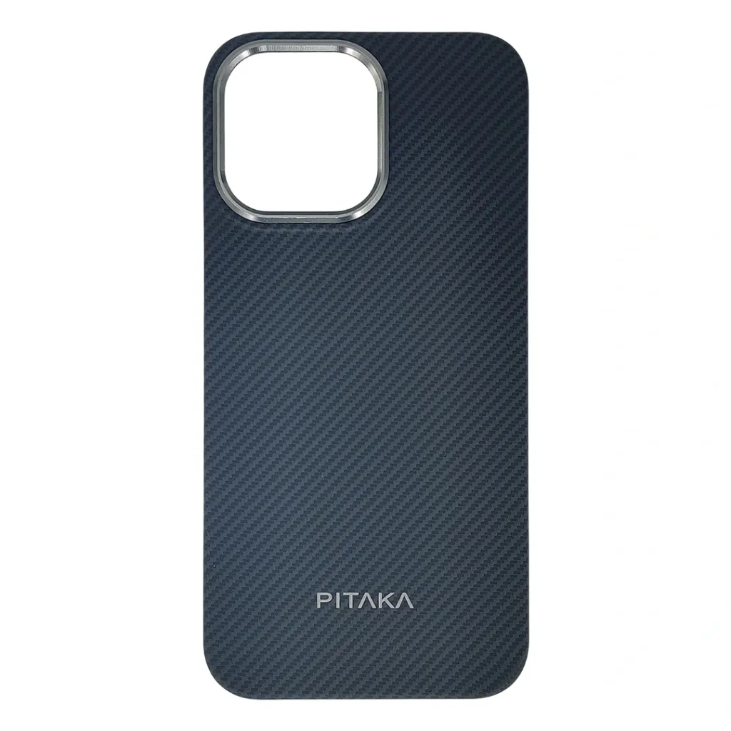 [PO58BIP14PMAX-8-2] iPhone 14 Pro Max Carbon Fiber Tactile Woven Armid Fiber Pattern distinic geometric iC Magsafe Compatible and includes a built-in Camera bazel for lens Protection Back Case (Black)