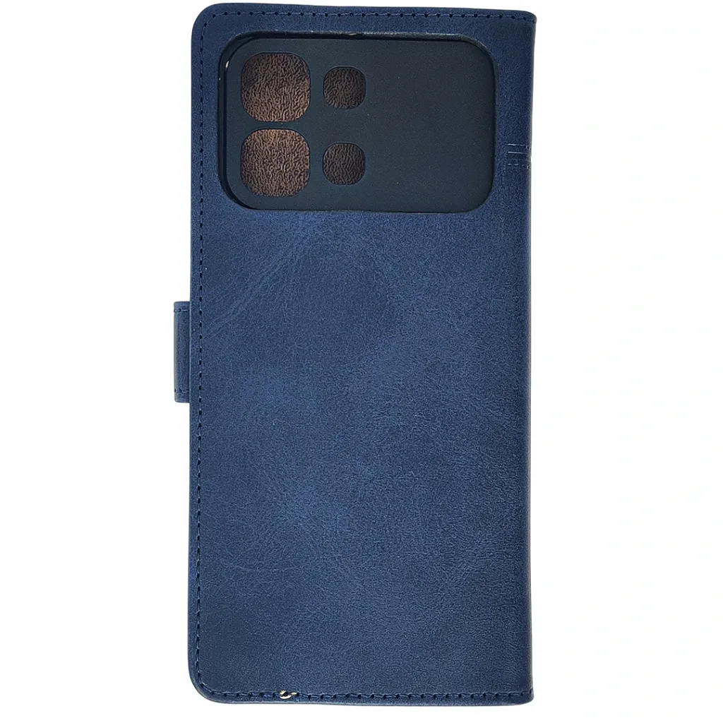 [PO42FBINOT60EDG-4-17] Infinix Note Edge|Note 60 Edge NMT Premium Luxuary Leather Book Case (Navy Blue)