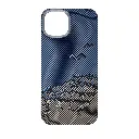 iPhone 13|14|15 Carbon Fiber Tactile Woven Armid Fiber Pattern distinic geometric iC Magsafe Compatible and includes a built-in Camera bazel for lens Protection Back Case (Blue)