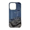 iPhone 16 Pro Carbon Fiber Tactile Woven Armid Fiber Pattern distinic geometric iC Magsafe Compatible and includes a built-in Camera bazel for lens Protection Back Case (Blue)