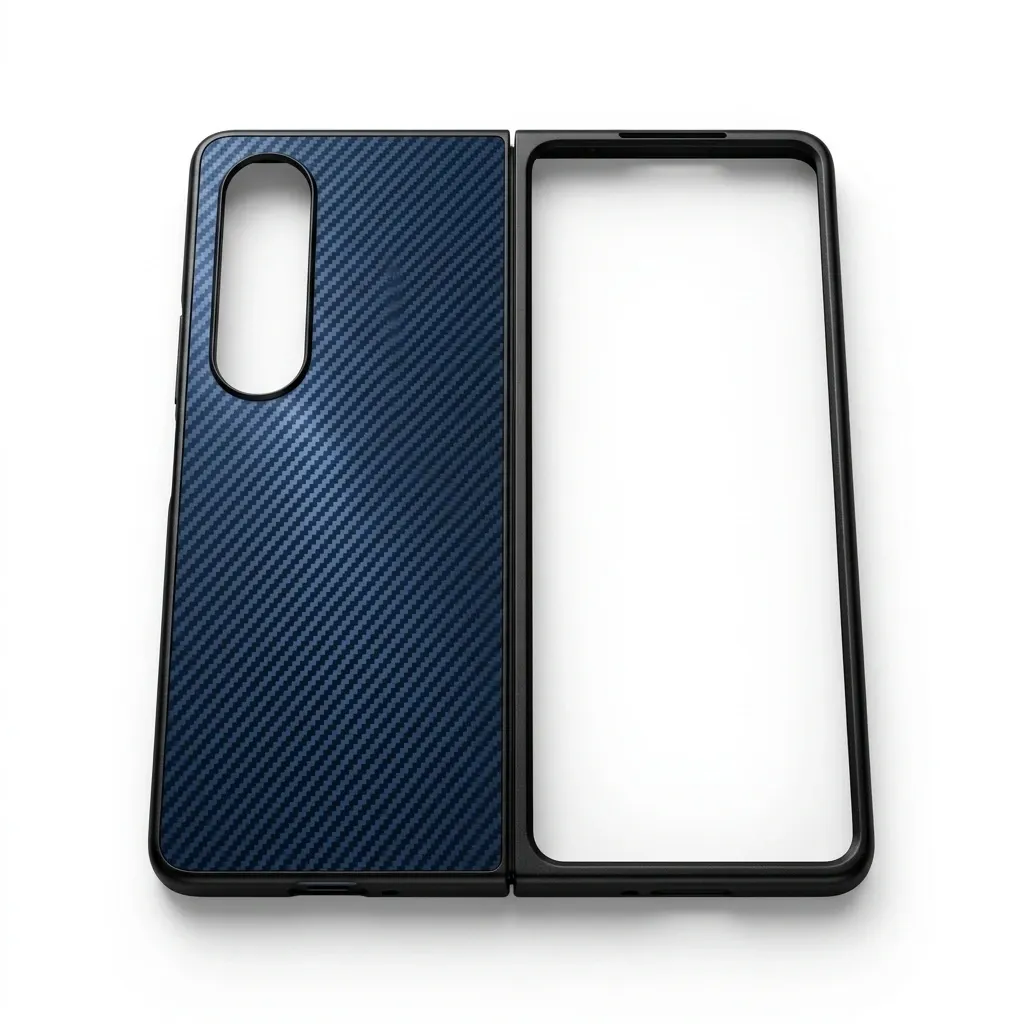 [PO4BSZFLD4-16-17] Samsung Galaxy Z Fold 4 3D Carbon Fiber Texture Back Case (Navy Blue)