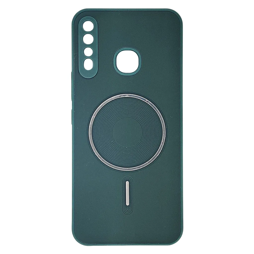 [PO32BIHOT8-42-11] Infinix Hot 8 Silicone|Leather Features a distnict circular Magnetic Ring accent on the For Wireless Charging Compatiblity Back Case (Green)
