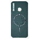 Infinix Hot 8 Silicone|Leather Features a distnict circular Magnetic Ring accent on the For Wireless Charging Compatiblity Back Case (Green)