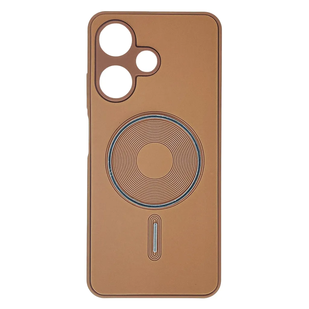 [PO32BIHOT30I-42-13] Infinix Hot 30I Silicone|Leather Features a distnict circular Magnetic Ring accent on the For Wireless Charging Compatiblity Back Case (Brown)