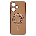Infinix Hot 30I Silicone|Leather Features a distnict circular Magnetic Ring accent on the For Wireless Charging Compatiblity Back Case (Brown)