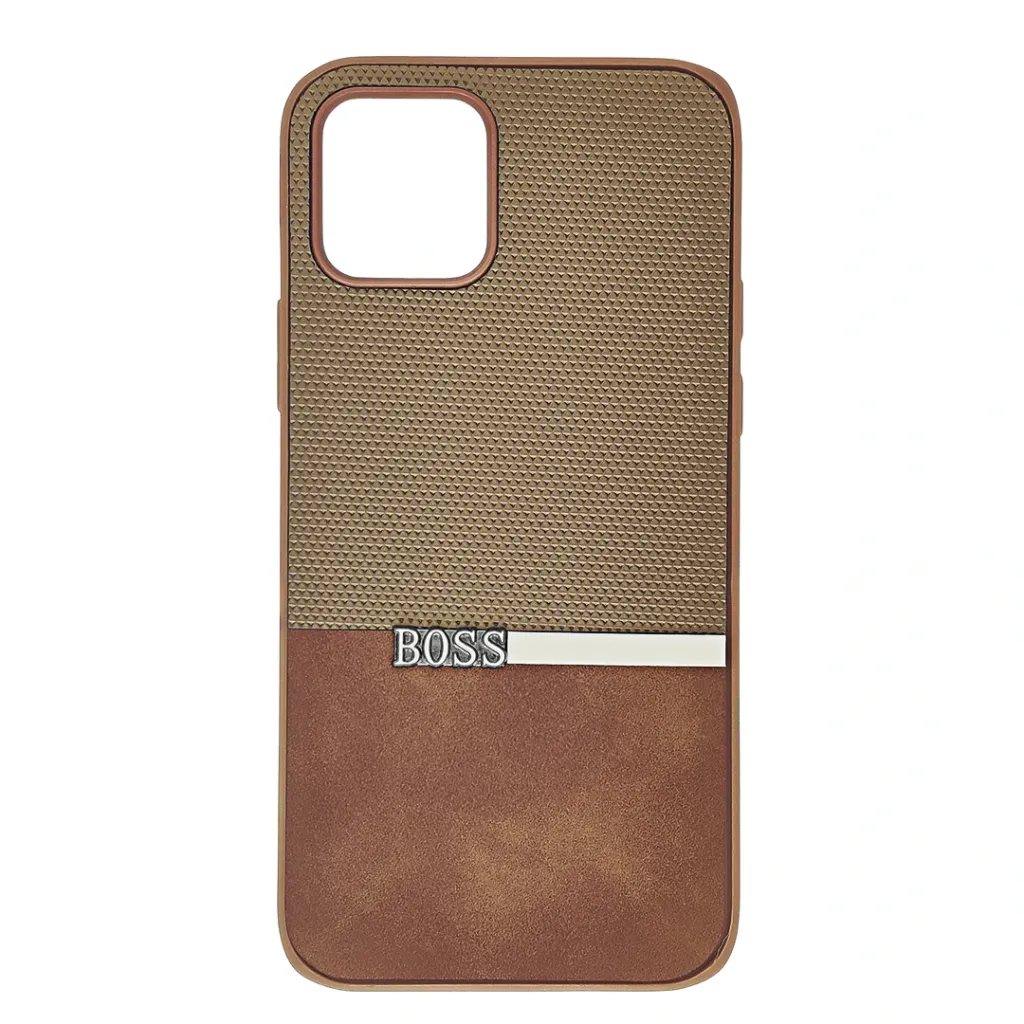 [PO32BIP12-45-13] iphone 12|12 Pro The Boss protective a unique two-tone dual-textured design back case (Brown)