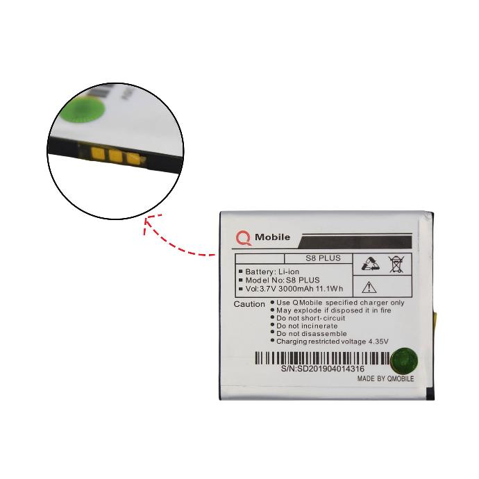 Q Mobile S8 Plus Battery BT-QS8PL-4 - Reliable 3000mAh Power Source