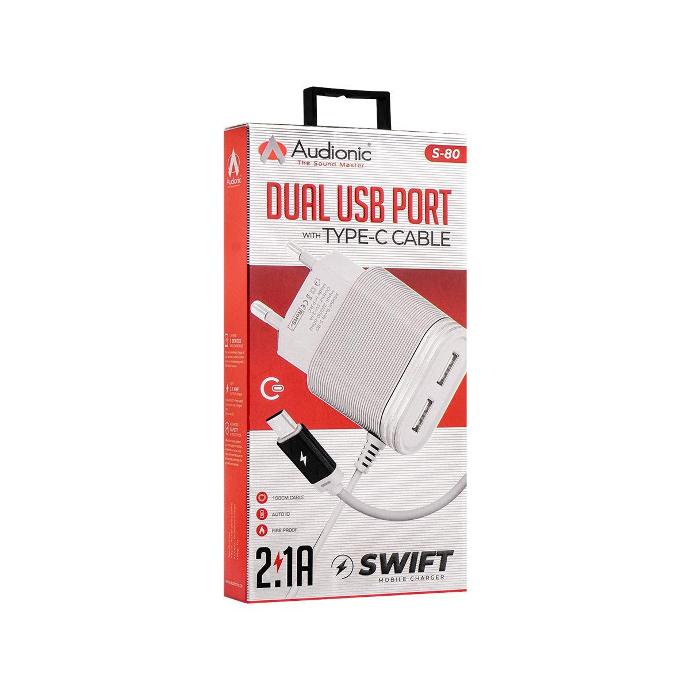 Audionic Swift S-80 Type-C Charger - Fast Charging Solution