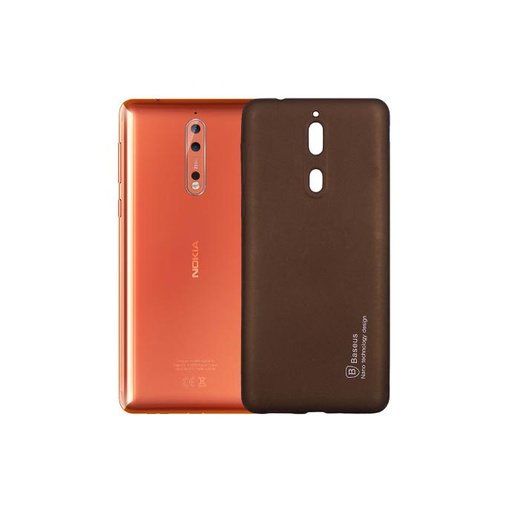 [PO14BNK8-0-13] Nokia 8 Soft Silicone Mobile Pouch (Brown)