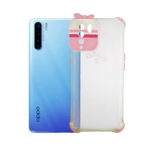[PO14BOF15-2-10] Pink Color Button Back Case for Oppo F15 Mobile Pouch