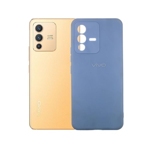 [PO14BVIV23-3-3] Blue Logo Soft Pouch for Vivo V23 - Stylish Mobile Protection