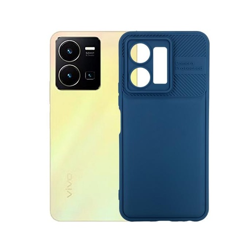 [PO14BVIY35-5-17] Vivo Y35 Matte Soft Silicone Mobile Pouch - Navy Blue