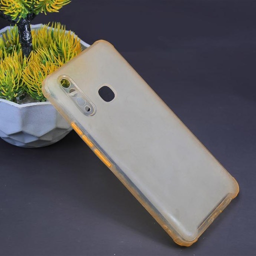 [PO15BVIY19-1-6] Vivo Y19 Yellow Colour Button Mobile Pouch Back Case