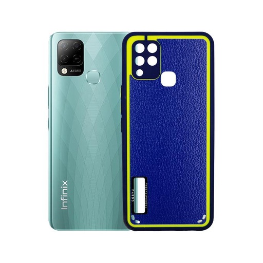 [PO18BIHOT10S-3-3] Infinix Hot 10S Logo Leather Mobile Pouch (Blue) - Stylish Protection