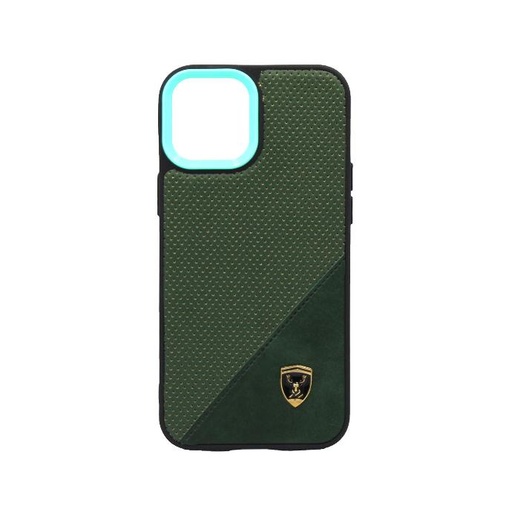 [PO18BIP12PMAX-5-11] iPhone 12 Pro Max Markhor Logo Leather Case Mobile Pouch (Green) - Premium Protection