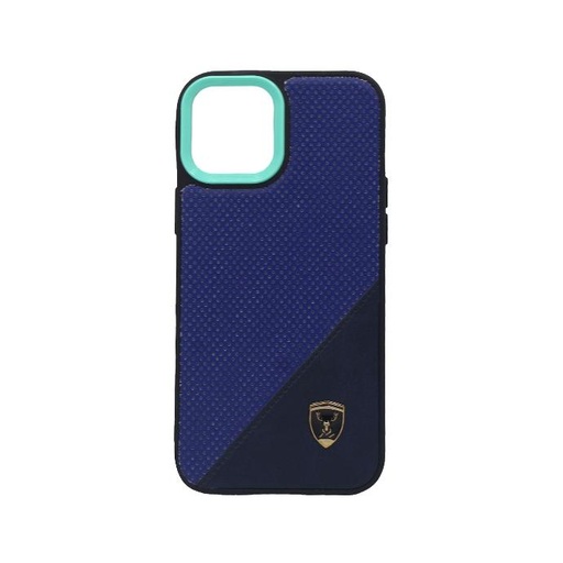 [PO18BIP12PMAX-5-12] iPhone 12 Pro Max Markhor Logo Leather Case Mobile Pouch (Blue) - Premium Protection