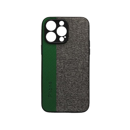 [PO18BIP14PMAX-6-11] Elegant iPhone 14 Pro Max Dual Leather Case Mobile Pouch - Green Style